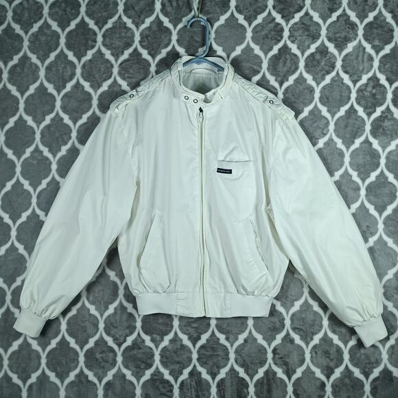 Vintage Members Only Jacket Men 38 White 80s Bomber Hong Kong 80s - Picture 1 of 13